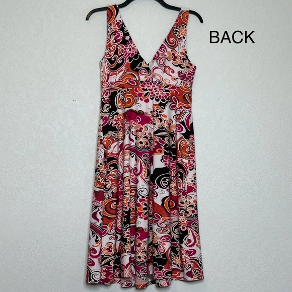 Metro 7 Size Medium (8-10) Orange Retro Surplice Sleeveless Dress - Picture 5 of 10